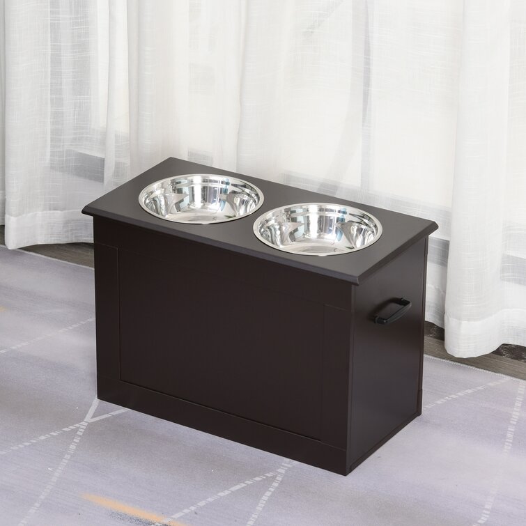 Elevated pet bowls with 2024 storage